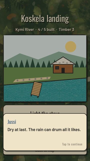 Koskela landing village with a line of story